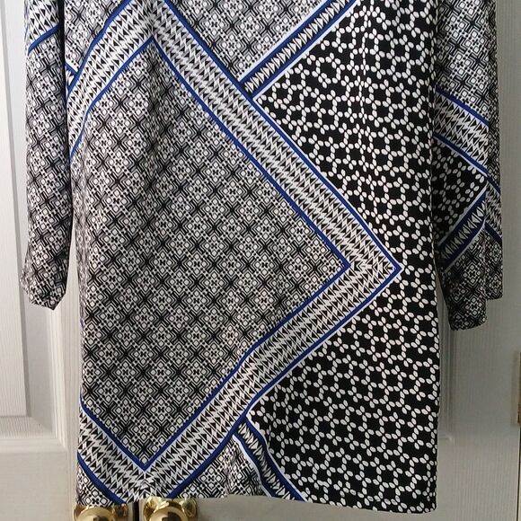 Notations black white blue print tunic Sz XL NWOT - Picture 6 of 8